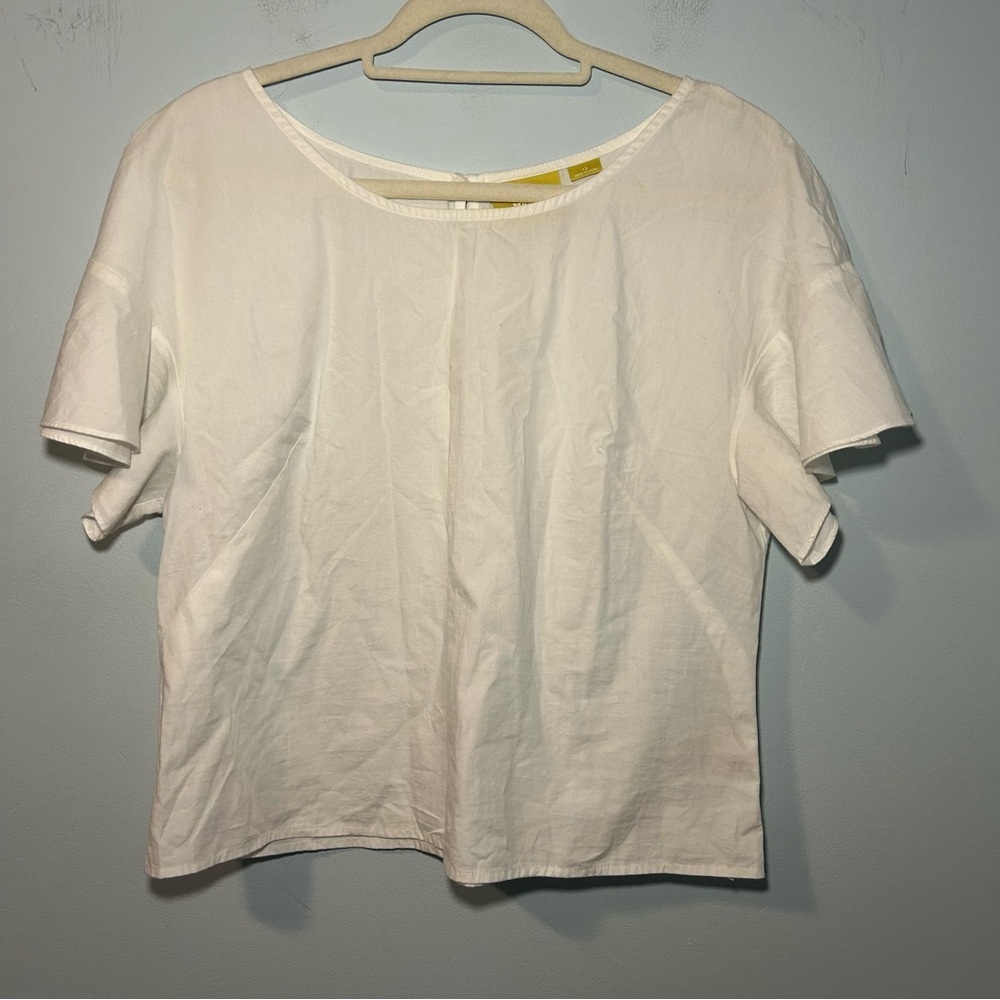 Maeve White 100% Cotton Short Sleeve Blouse Size 12